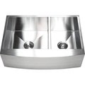 Contempo Living 33 in Curved Front Farm Apron 60 by 40 Double Bowl Zero Radius Kitchen Sink Stainless Steel EFO3321
